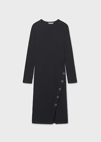 Φόρεμα midi κανάλε - ΜΑΥΡΟ 18Y