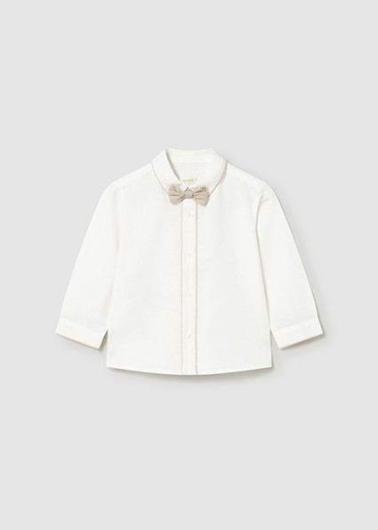 Πουκάμισο μακρυμάνικο αμπιγέ παπιγιόν - ΚΡΕΜ 3Y