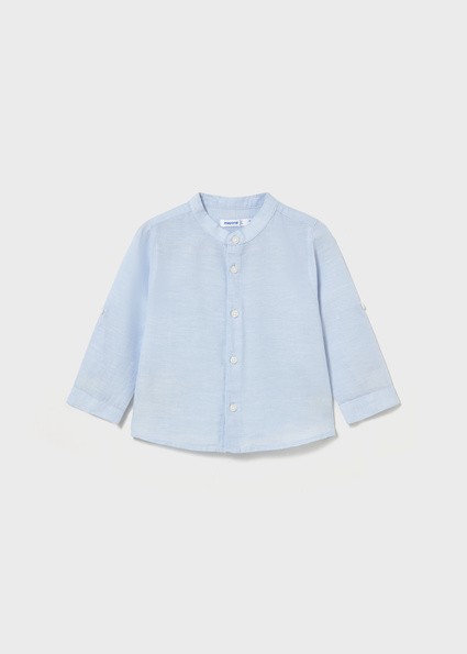 Πουκάμισο μακρυμάνικο λινό γιακάς μάο - ΓΑΛΑΖΙΟ 12M