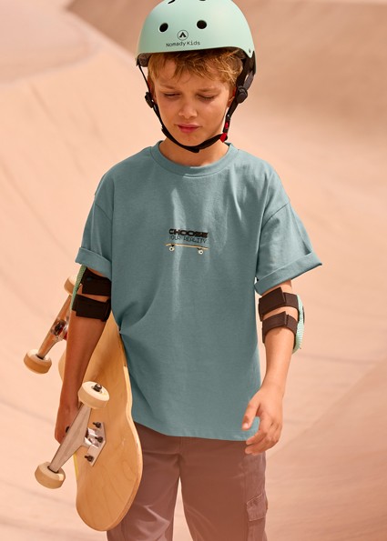 Μπλούζα κοντομάνικη πίσω στάμπα - ΠΡΑΣΙΝΟ 10Y