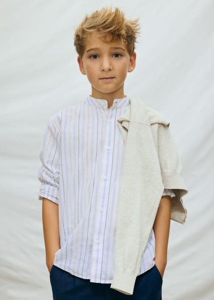 Πουκάμισο μακρυμάνικο  γιακάς μαο - ΓΑΛΑΖΙΟ 8Y