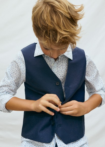 Γιλέκο λινό suiting - ΜΠΛΕ 16Y