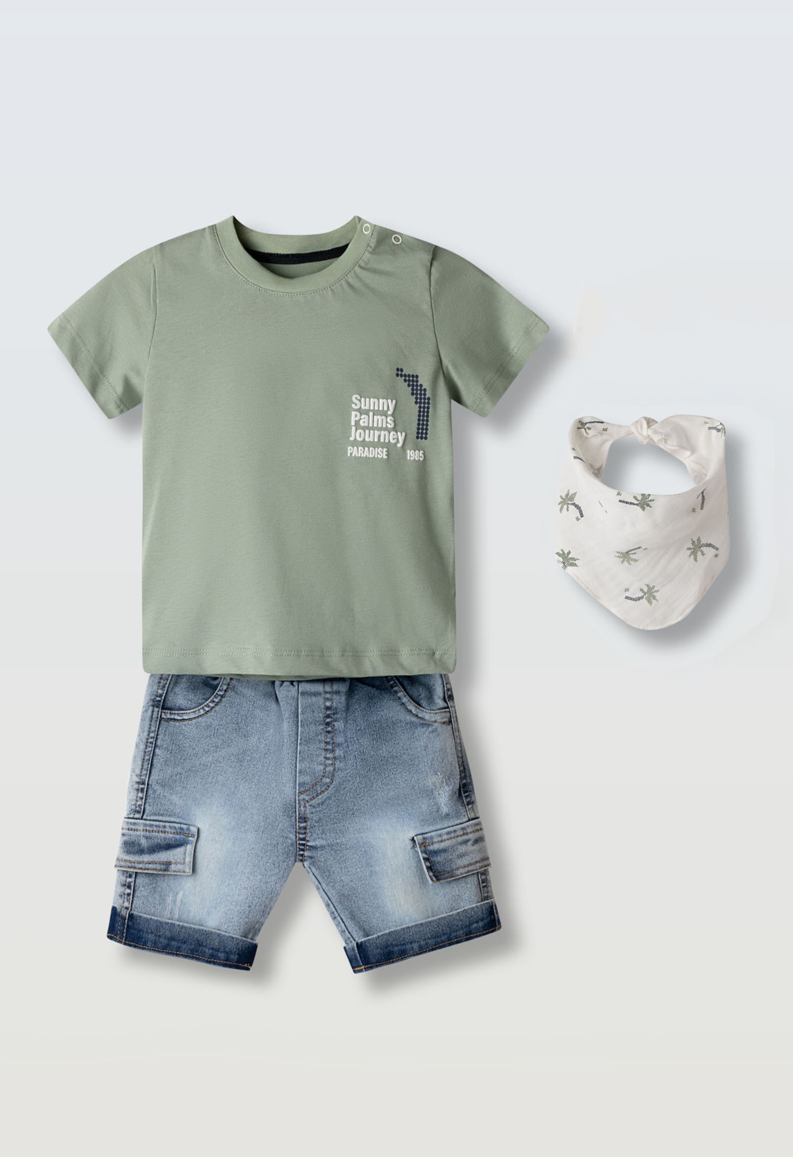 Σετ βερμούδα τζιν με φουλάρι - ΧAKI 6M