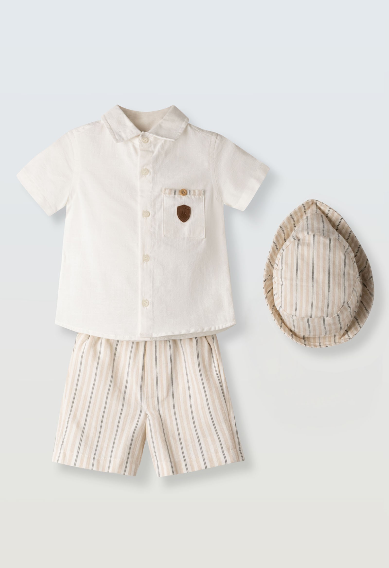 Σετ βερμούδα πουκάμισο - ΕΚΡΟΥ 12M