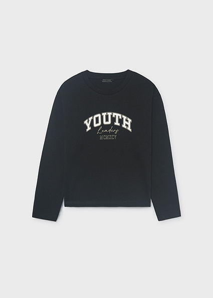 T-Shirt μακρυμάνικο basic - ΜΑΥΡΟ 16Y