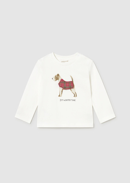 T-Shirt μακρυμάνικο απλικέ play - ΚΡΕΜ 18M