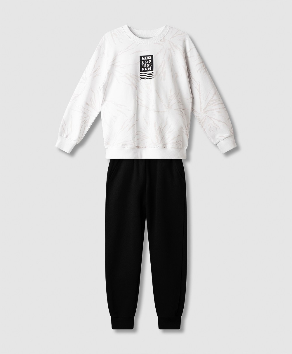 Σετ φόρμα αχνούδιαστη για αγόρια - ΛΕΥΚΟ 14Y