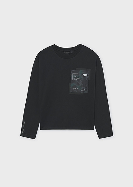 T-Shirt μακρυμάνικο τσέπη - ΑΝΘΡΑΚΙ 18Y