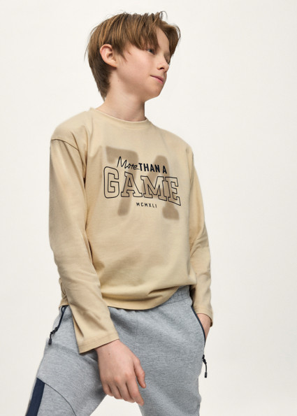T-Shirt μακρυμάνικη τύπωμα πίσω - ΕΚΡΟΥ 18Y